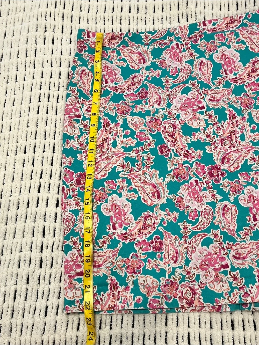 J. Crew Floral Paisley Print Pencil Skirt in Teal and Pink